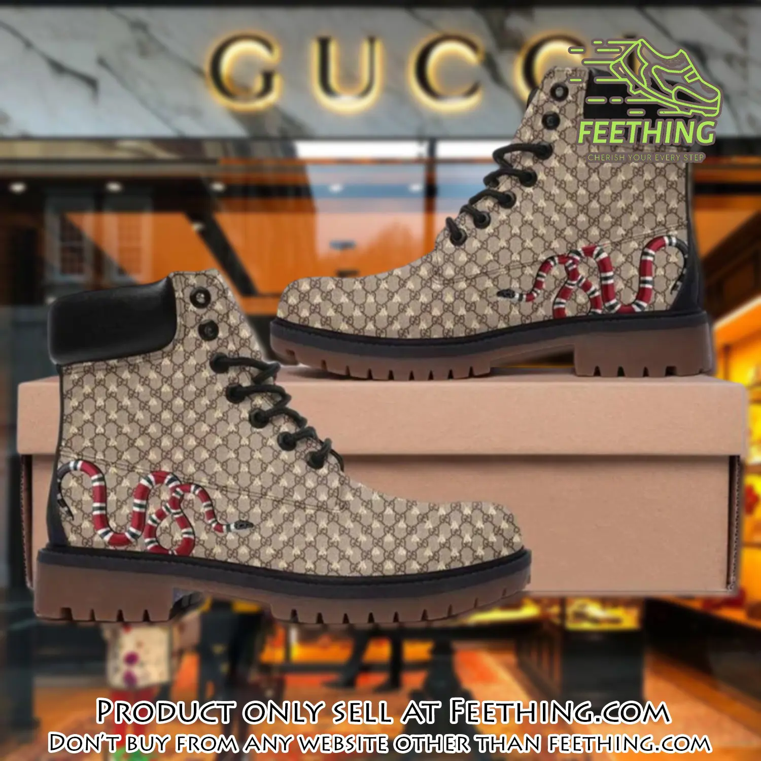 Gucci snake beige luxury brand boots gifts for men women ft3555519